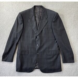 Corneliani Sport Coat Mens 42R (EU 52R) Wool‎ Double Vented 3 Button Windowpane